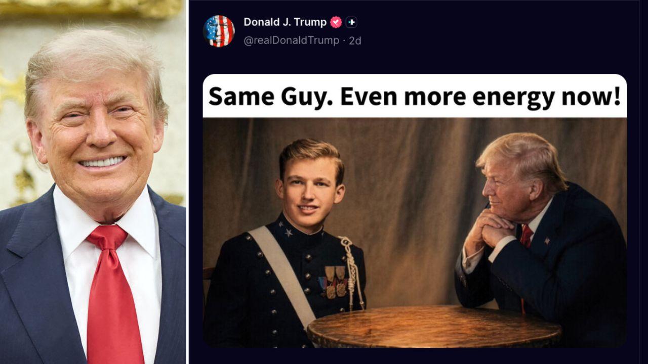 Photo of Donald Trump and an AI-generated photo of him.