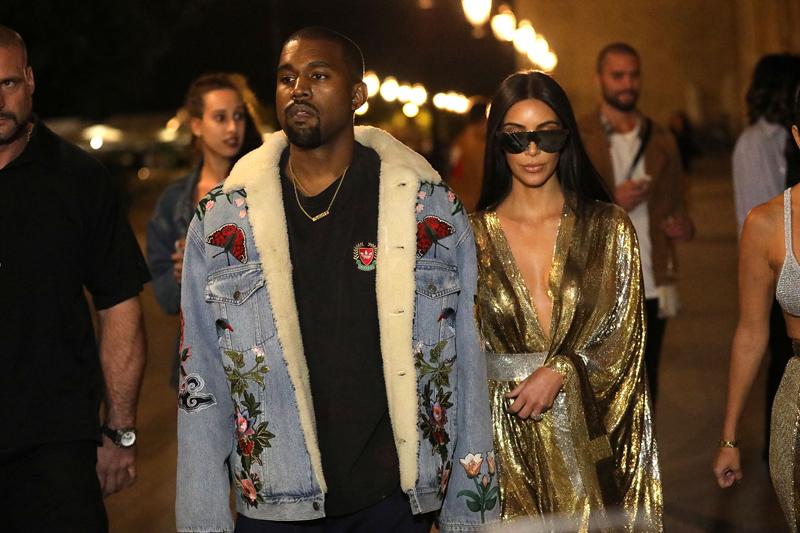 Kim Kardashian, Kanye West, Kourtney and Olivier Rousteing during the Balmain after party