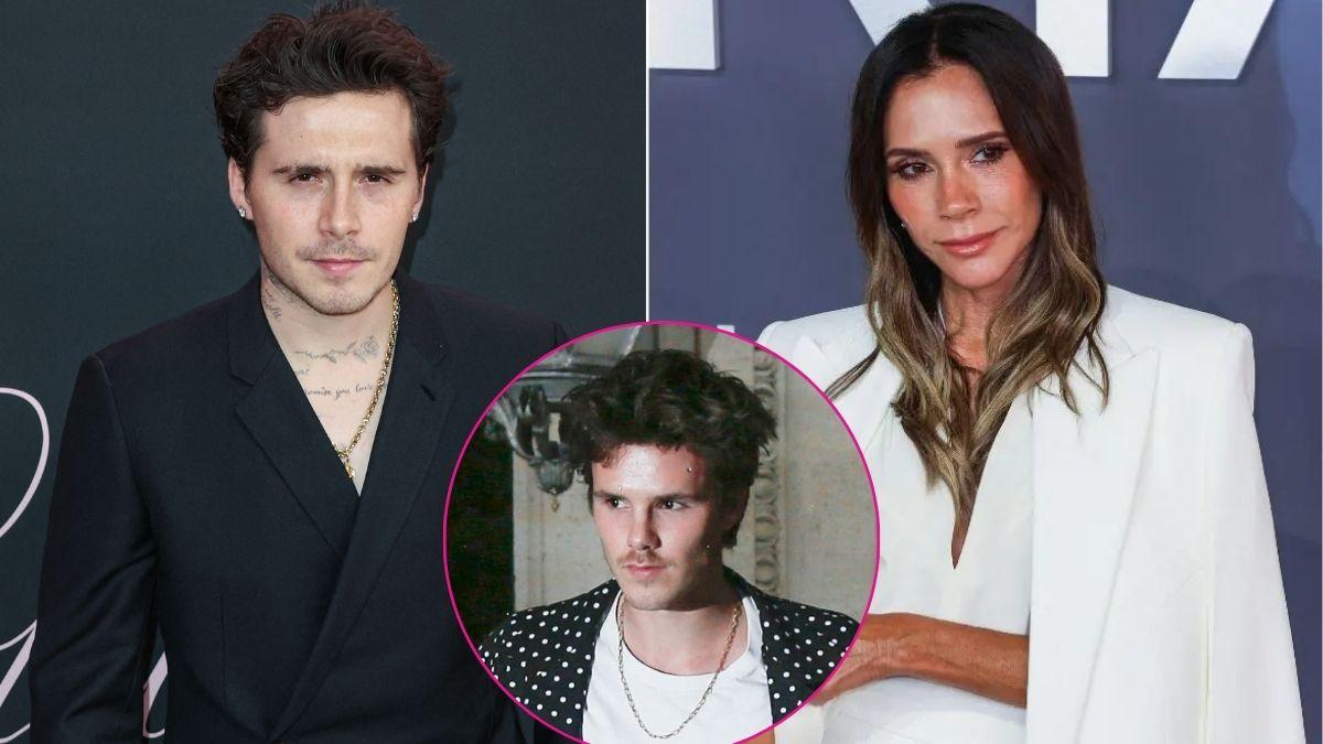 composite photos of brooklyn beckham, cruz beckham and mom victoria beckham