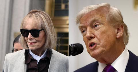 split photo of E. Jean Carroll and Donald Trump