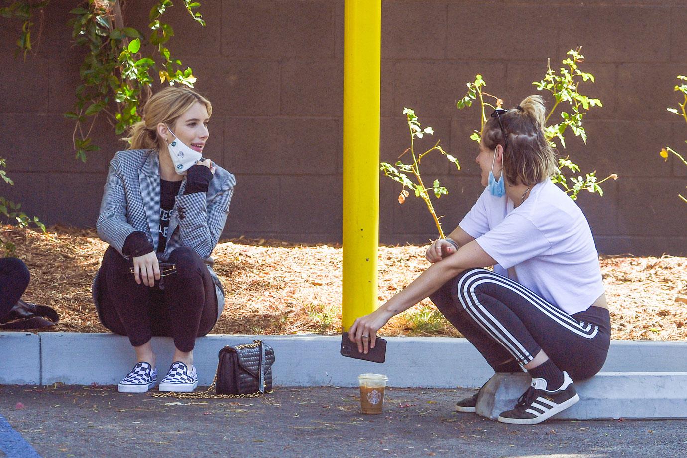 Pregnant Emma Roberts Spotted Coffee Kristen Stewart