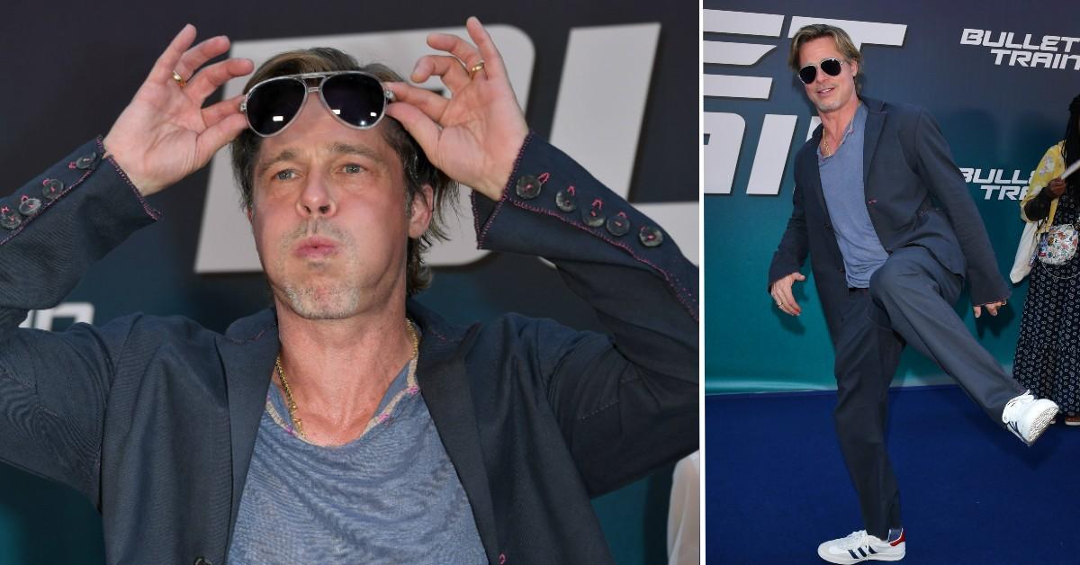 Brad Pitt Shows Off His High Kicking Moves 'Bullet Train' Premiere