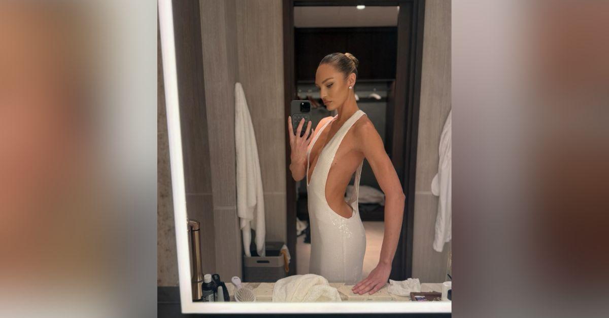 Image of Candice Swanepoel teased fans with a low-cut dress.