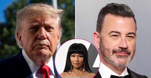 split image of Donald Trump, Jimmy Kimmel and Nicki Minaji