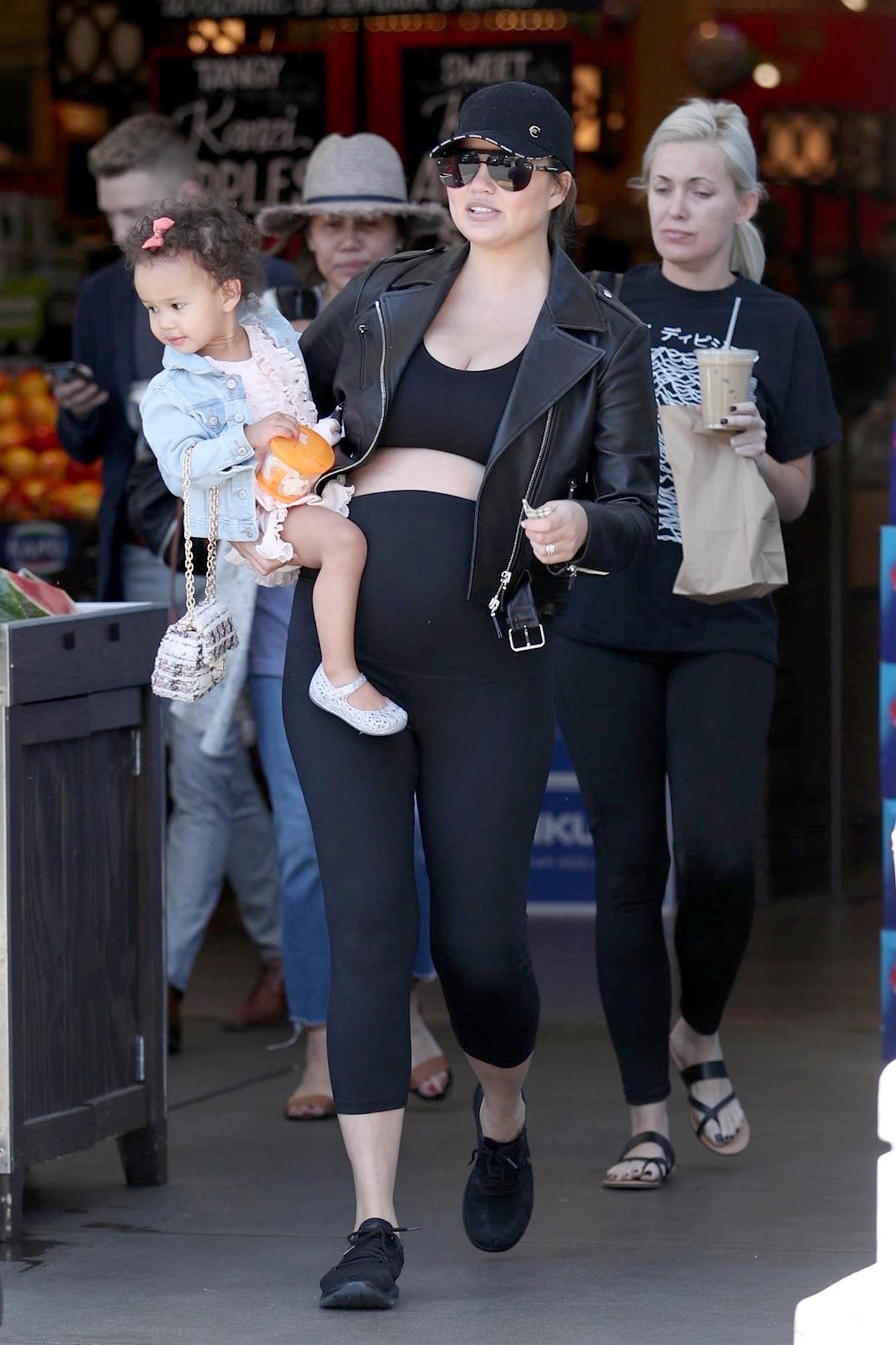 Chrissy Teigen takes adorable baby Luna shopping at Bristol Farms