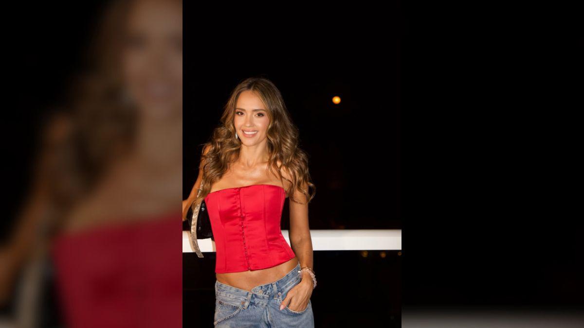 Photo of Jessica Alba rocked a lingerie-inspired top during her 45th birthday weekend. 