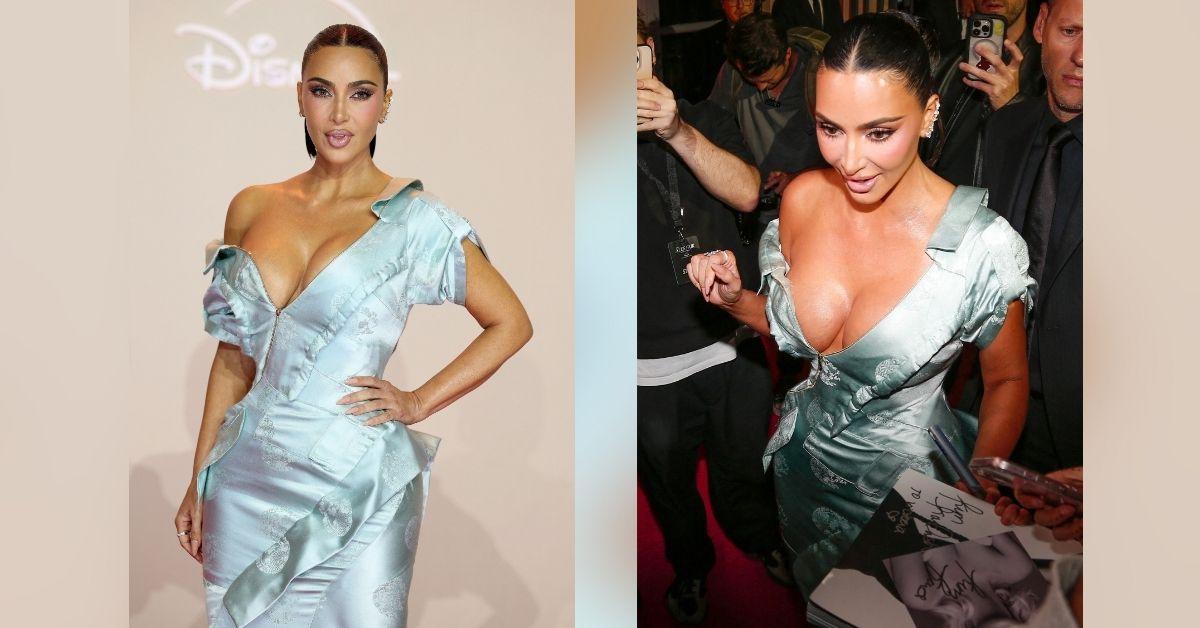 image of Kim Kardashian wore a vintage Dior gown on the 'All’s Fair' pink carpet.