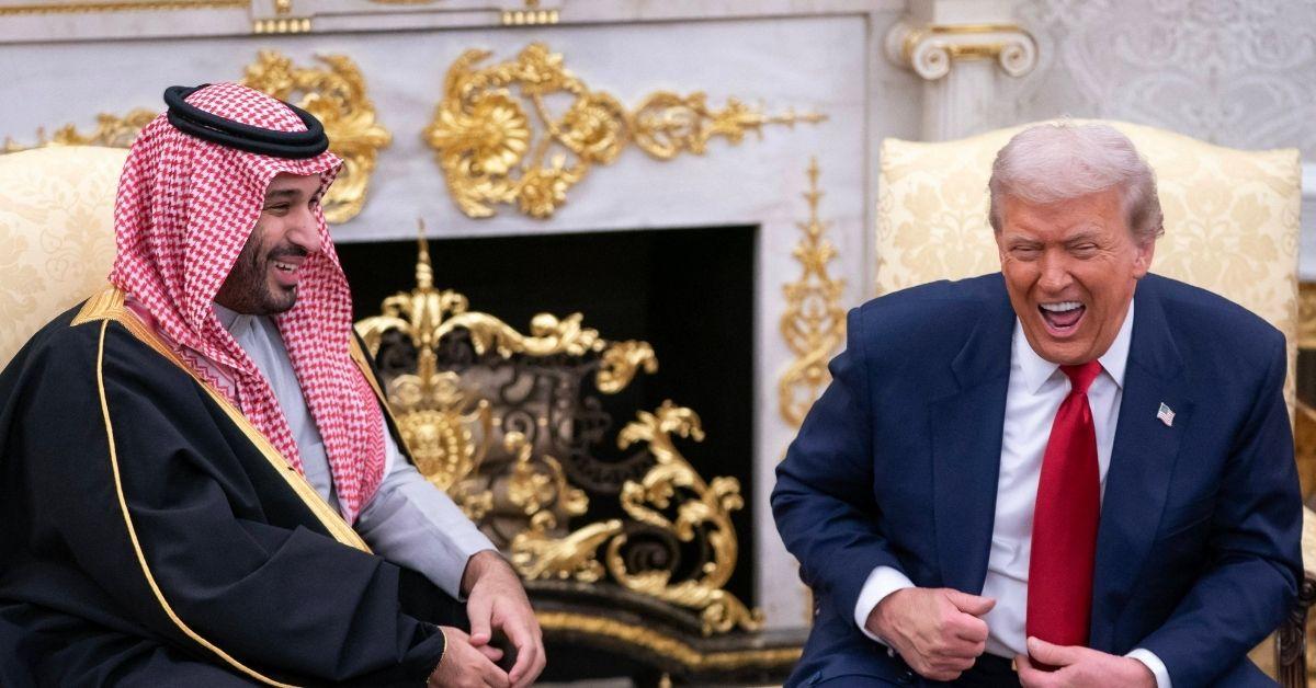 image of Cameras showed the president slumped in his chair while meeting with the crown prince.