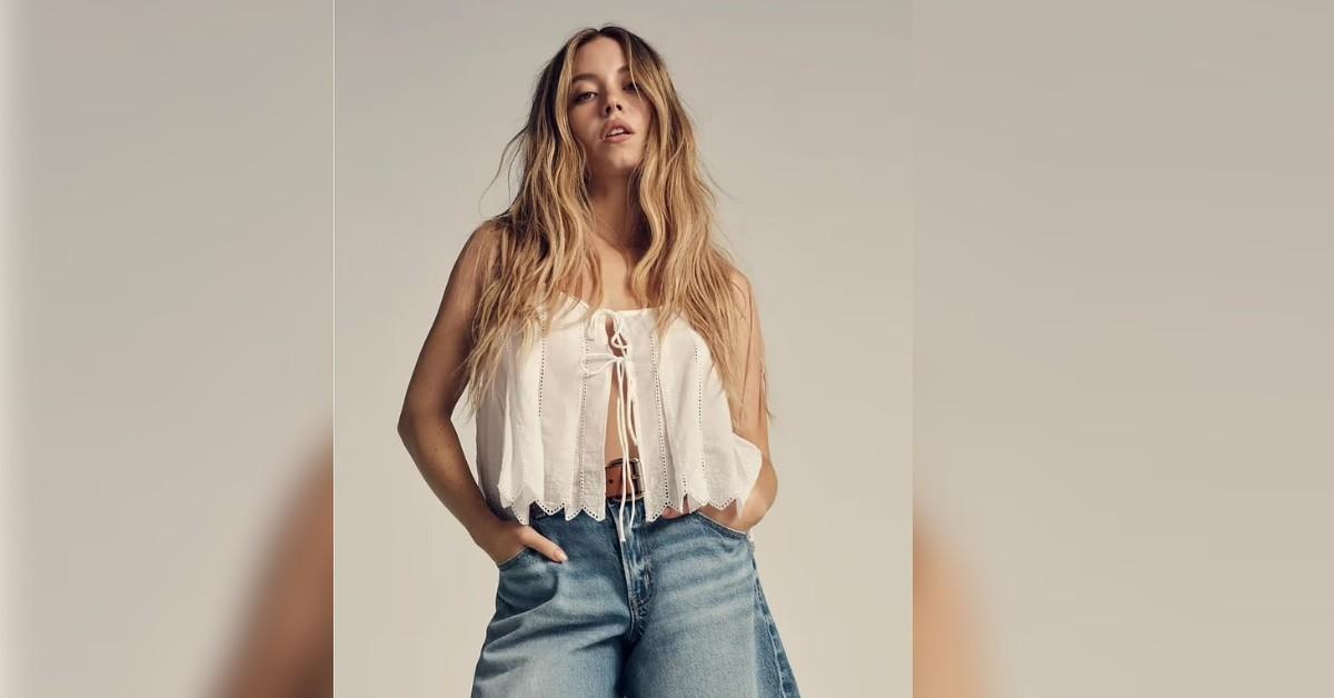 image of Sydney Sweeney posed for provocative photos in denim.