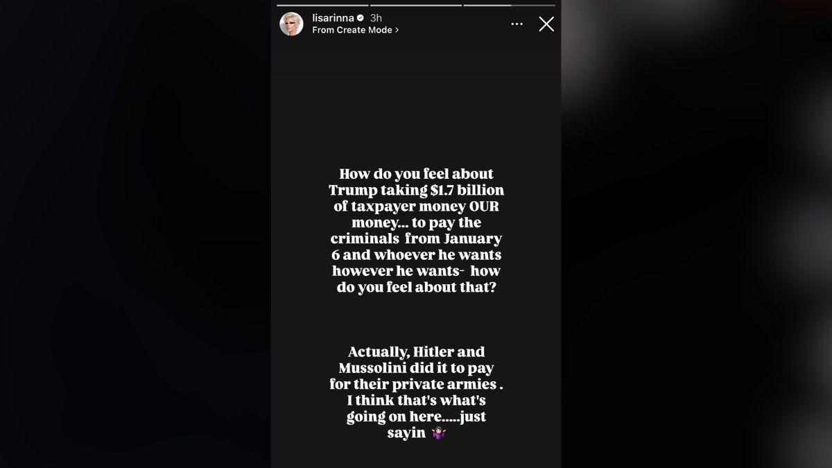 Photo of Lisa Rinna called out Donald Trump and the DOJ in an Instagram Story post.