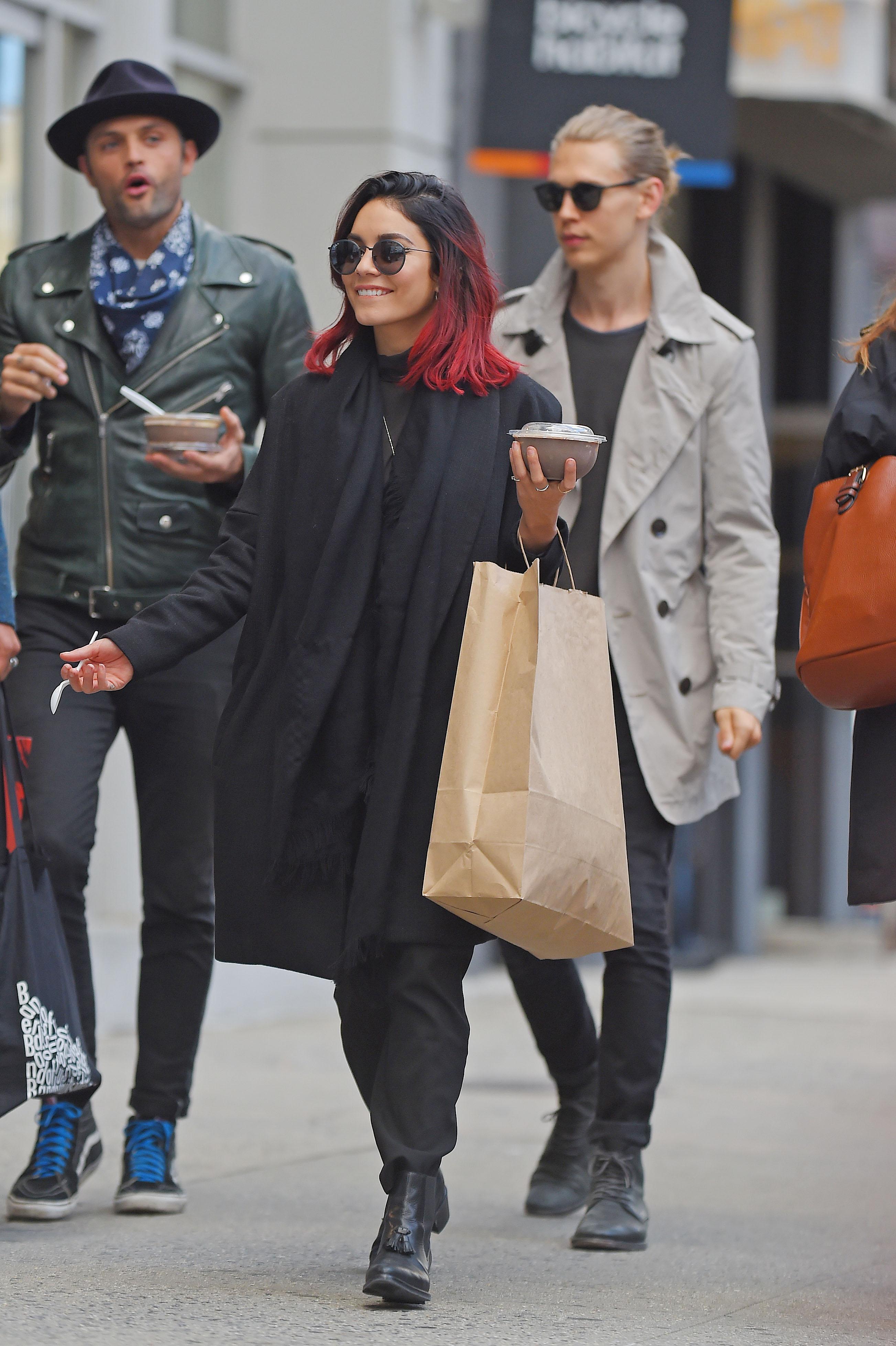 Vanessa Hudgens and boyfriend Austin Butler walk through SoHo