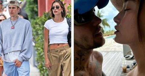 Composite photo of Justin Bieber and Hailey Bieber.