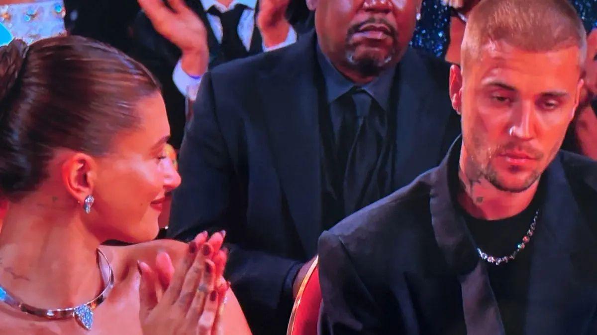 image of Justin Bieber appeared to look awkward at one point during the show. 