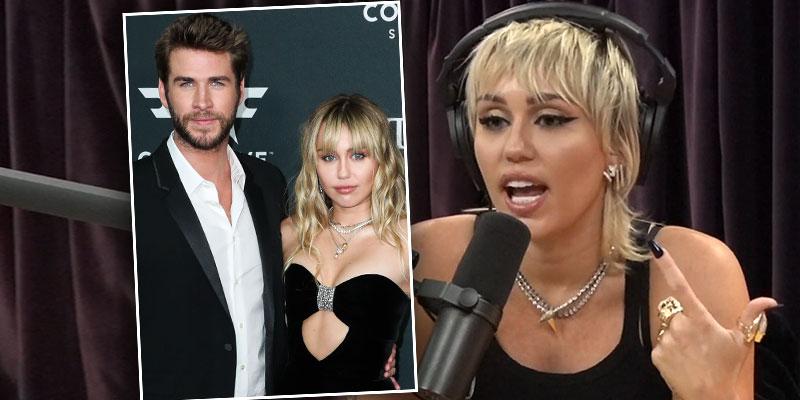 Inset of Liam and Miley,Miley Cyrus on Joe Rogan Podcast