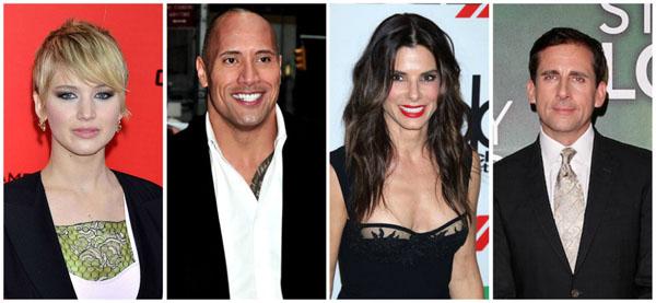 Jennifer Lawrence Dwayne The Rock Johnson Sandra Bullock Steve Carell