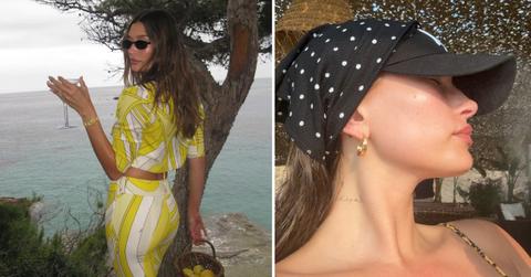 Two photos of Hailey Bieber