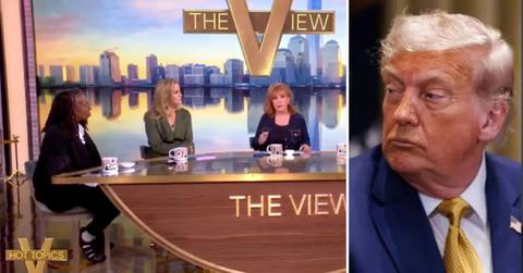 Photo of 'The View' cast and a phot of Donald Trump