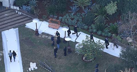 Workers set up Cameron Diaz and Benji Madden wedding in Los Angeles