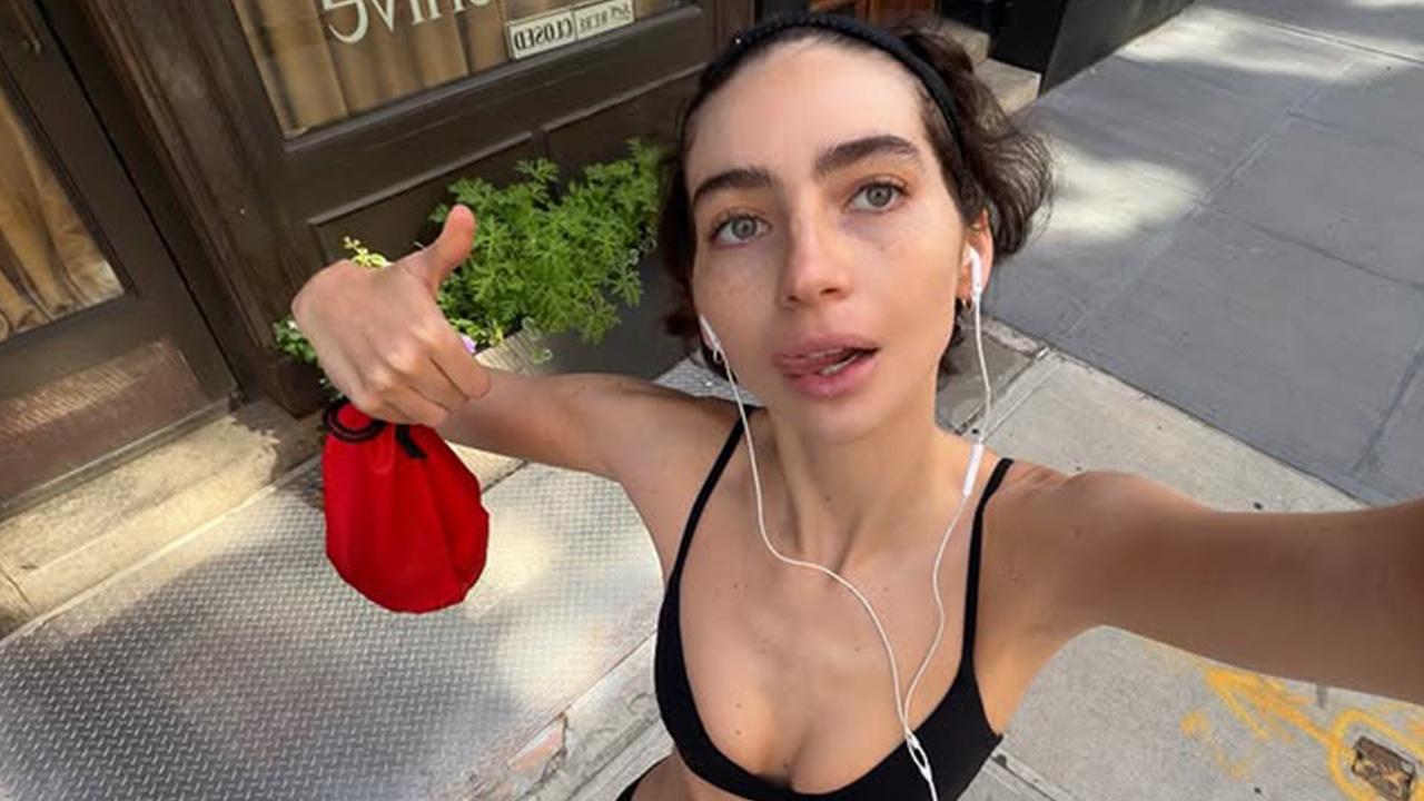 Image of Meadow Walker wore a matching workout set for the photo. 