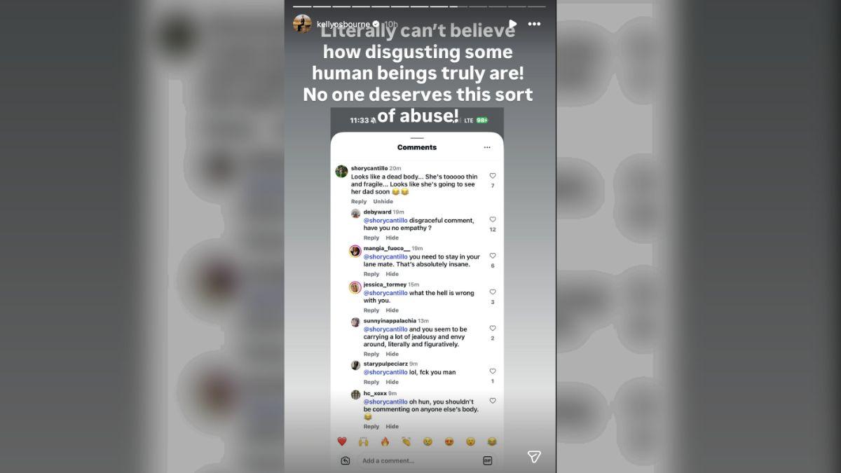 image of Kelly Osbourne didn’t hold back after spotting a vicious comment about her appearance.