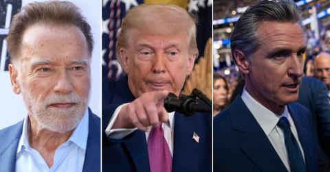 Composite photo of Arnold Schwarzenegger, Donald Trump and Gavin Newsom.
