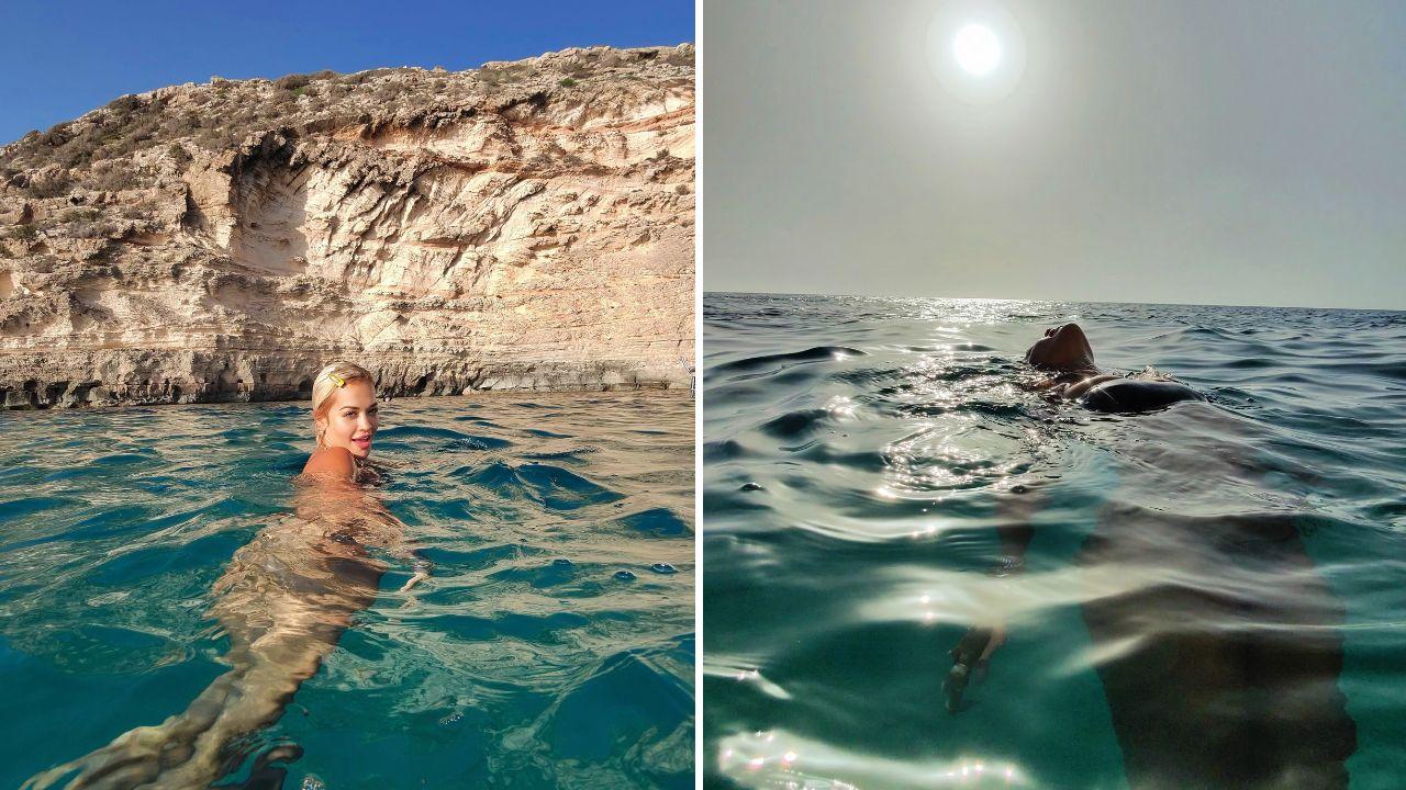 image of Rita Ora previously wore the same snake-print bikini during her July trip to Greece.
