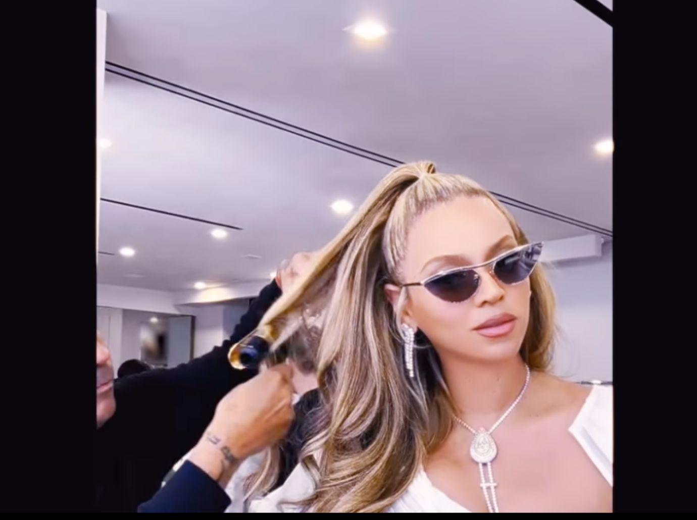 beyonce shows natural hair curly straight cecred products watch