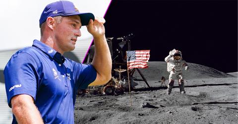 Composite photo of Bryson DeChambeau and Apollo 11 moon landing.
