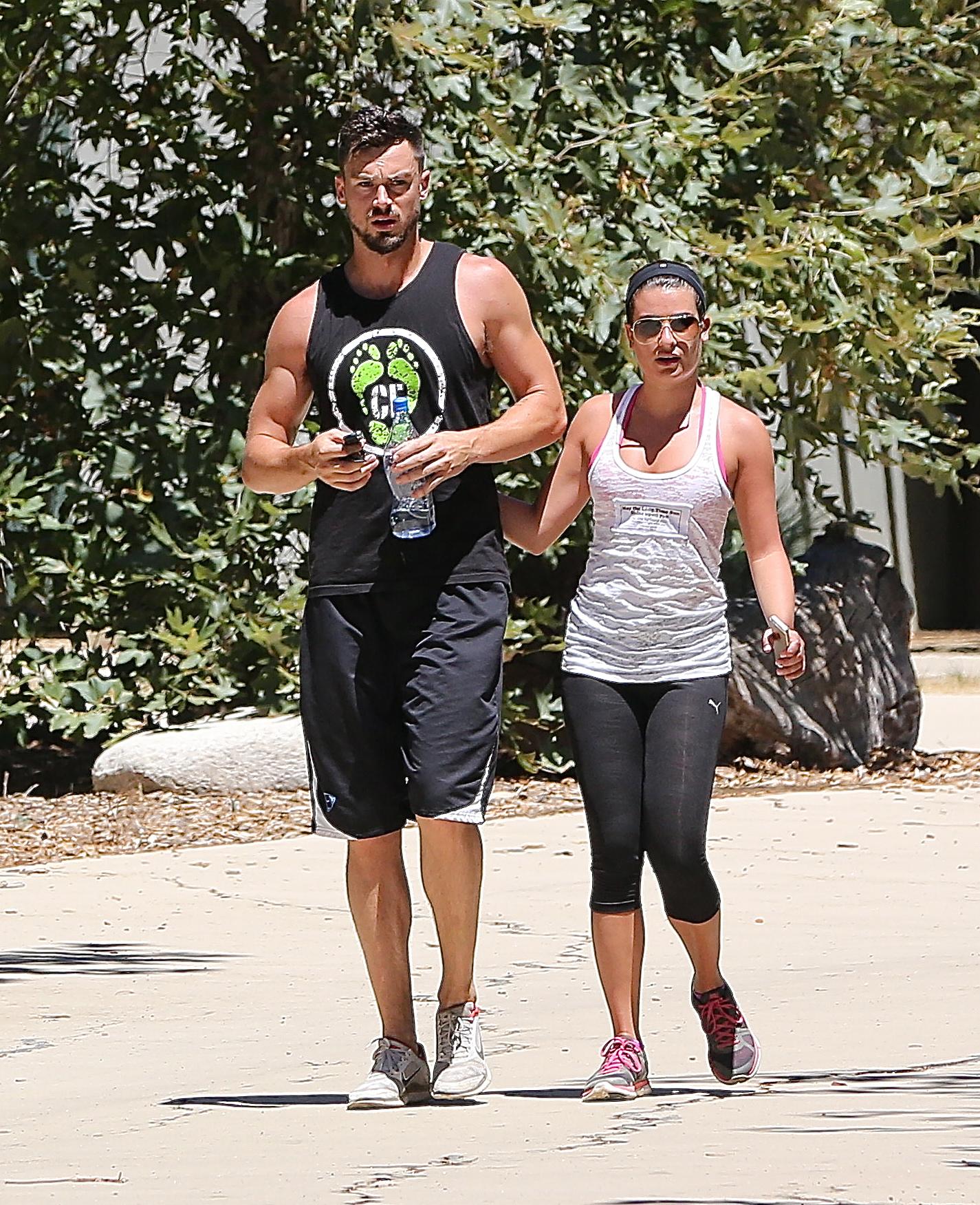 Lea Michele goes for a hike with her boyfriend Matthew Paetz