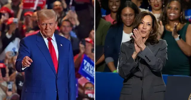 Split photo of Donald Trump and Kamala Harris