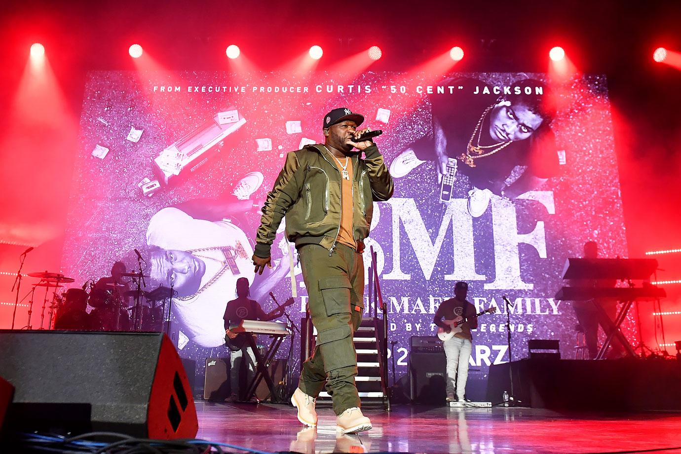 curtis jackson  cent performing bmf premiere concert