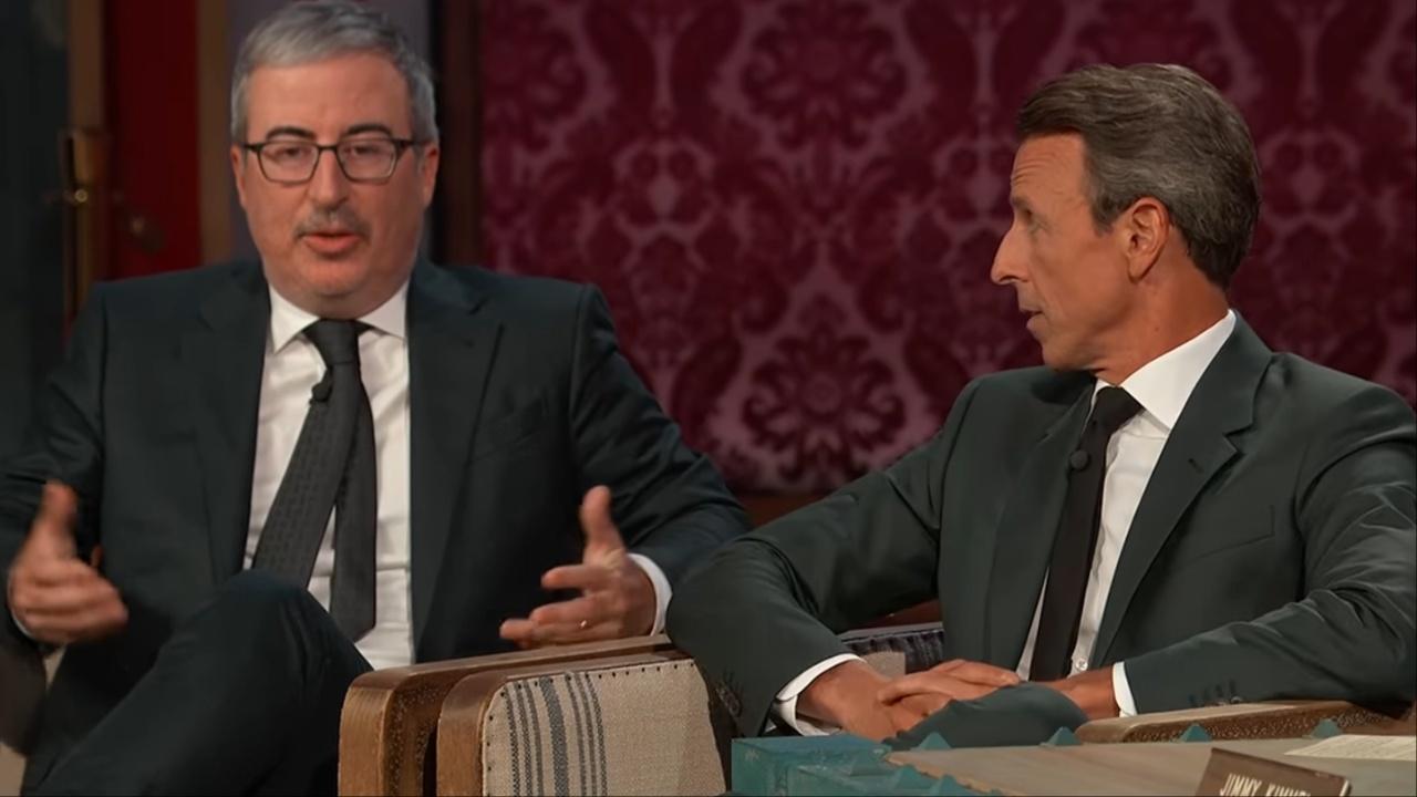 Seth Meyers and John Oliver discuss why Trump hates Kimmel.