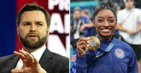 Composite photo of J.D. Vance and Simone Biles