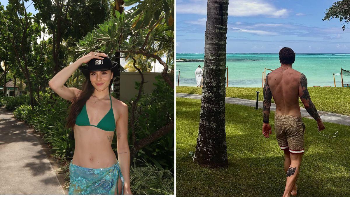 image of Holly Ramsay later posed in a green bikini by the beach and shared more curated honeymoon snaps.