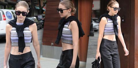 Scary Skinny Gigi Hadid Exposes Stomach In Crop Top! See The Shocking