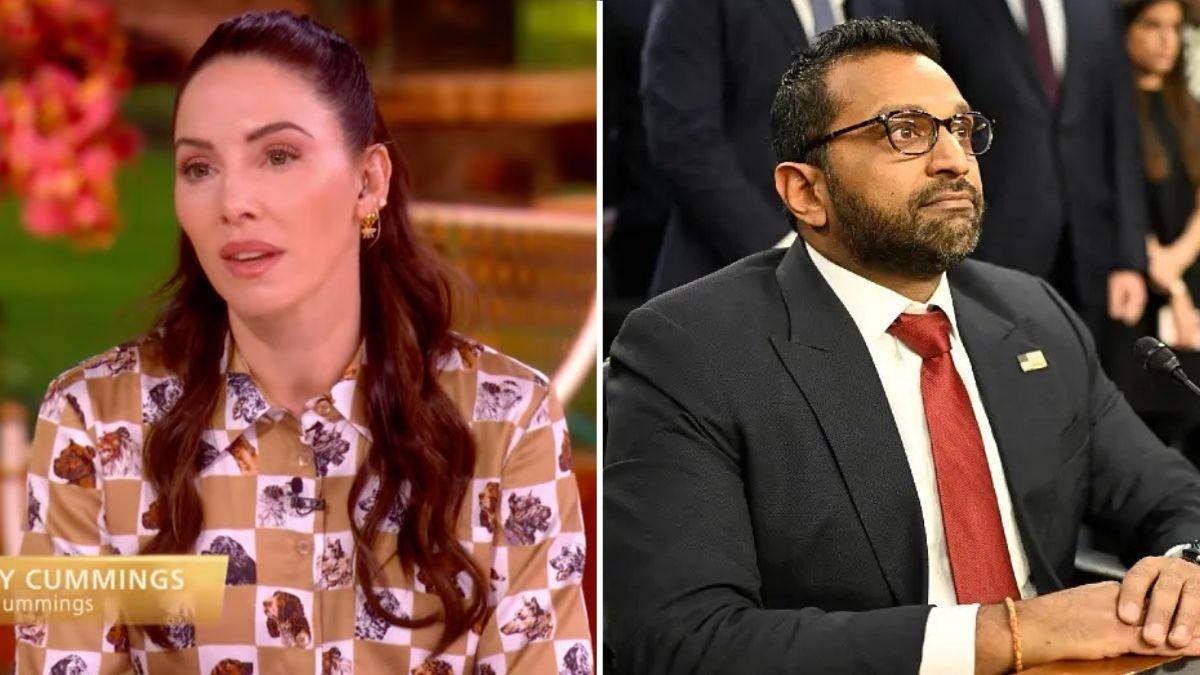 Split photo of Whitney Cummings and Kash Patel