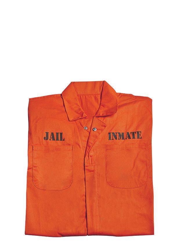 Orange jump suit in prison cell