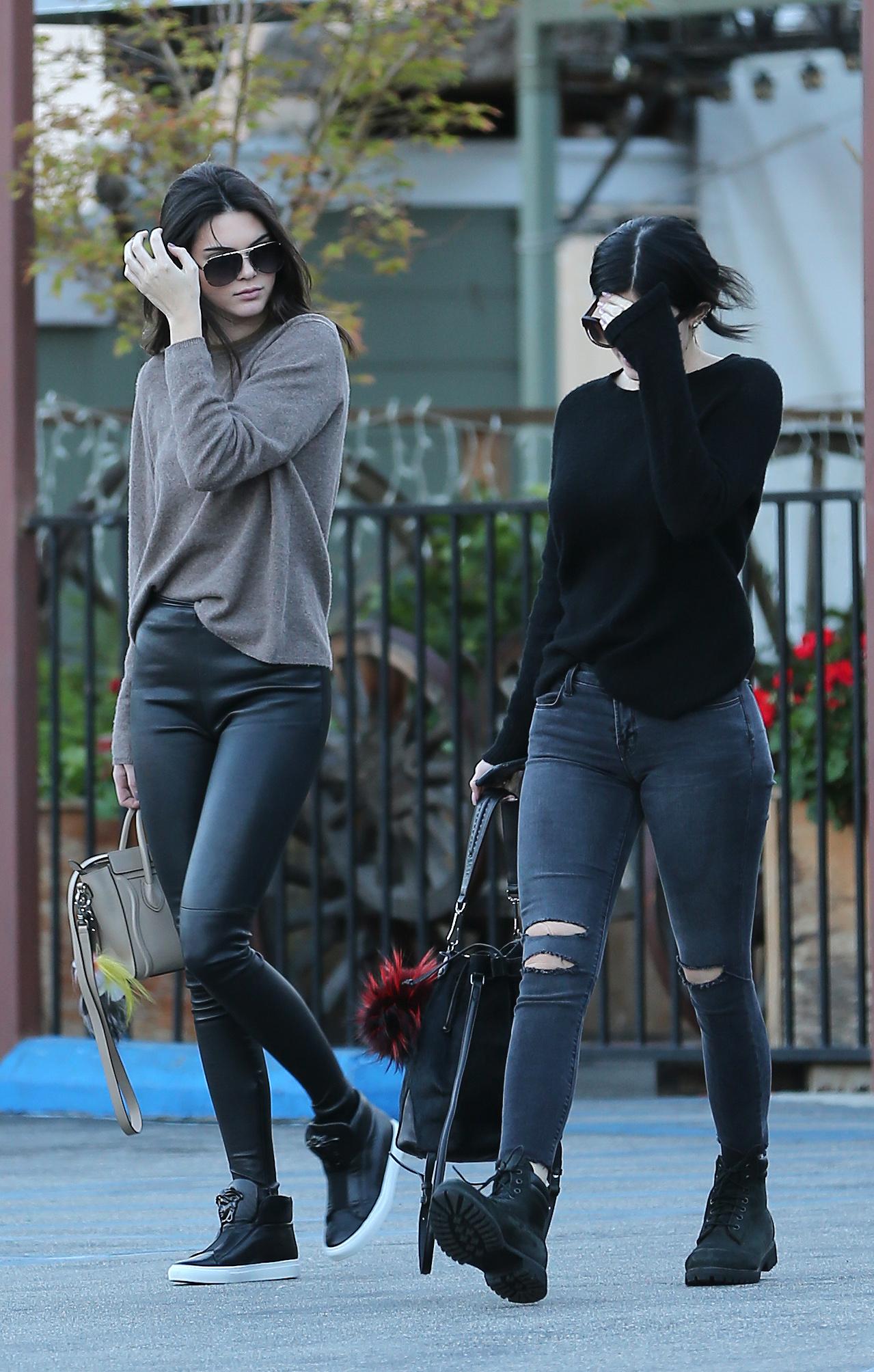 Kendall and Kylie Jenner leaving a Mexican restaurant in Los Angeles