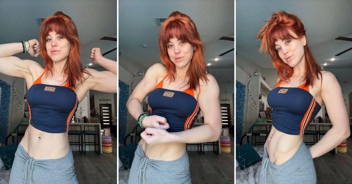 Molly Stewart flexing her muscles.