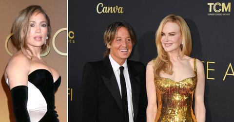 Split photo of Jennifer Lopez and Keith Urban with Nicole Kidman.
