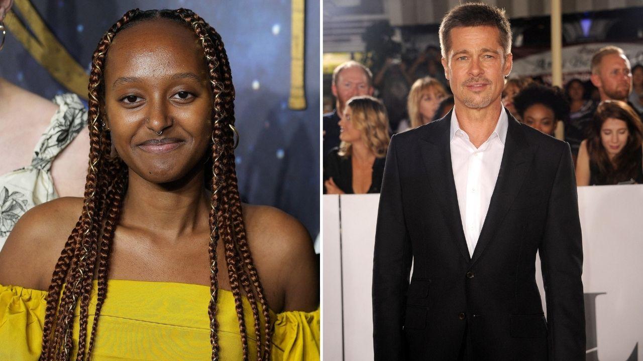 Split Photo of Zahara Jolie-Pitt and Brad Pitt