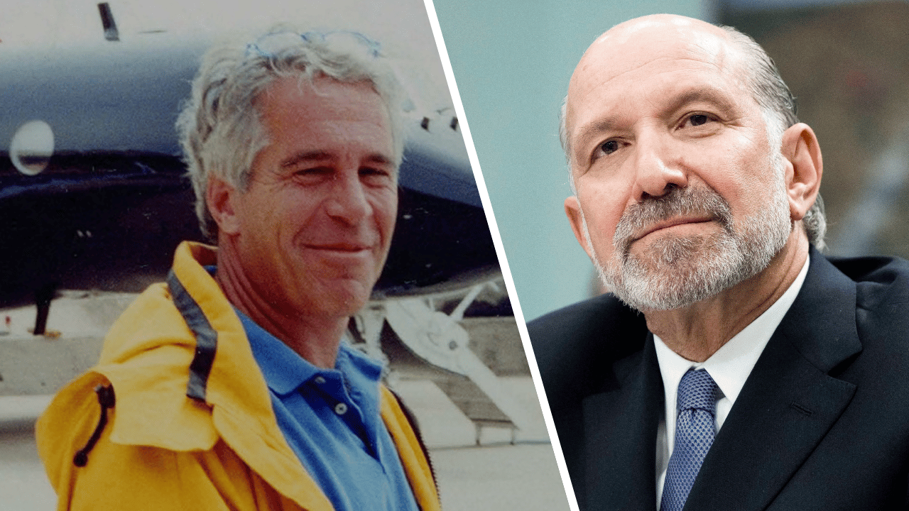 Split photo of Howard Lutnick and Jeffrey Epstein 