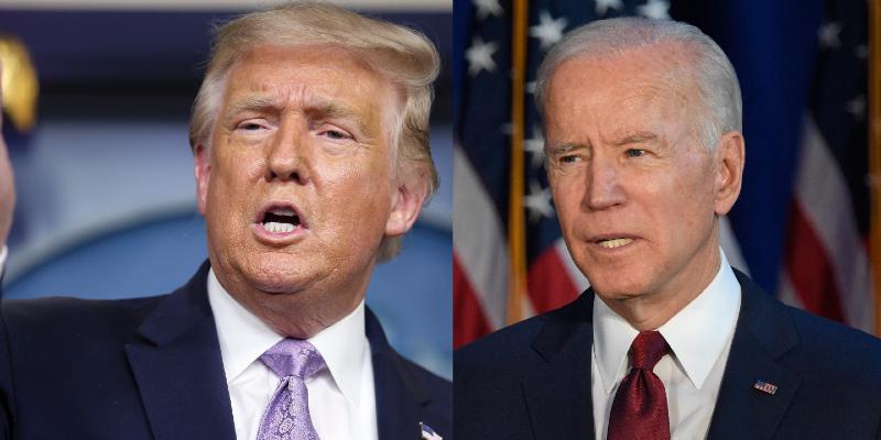 Donald Trump on Left Joe Biden on right