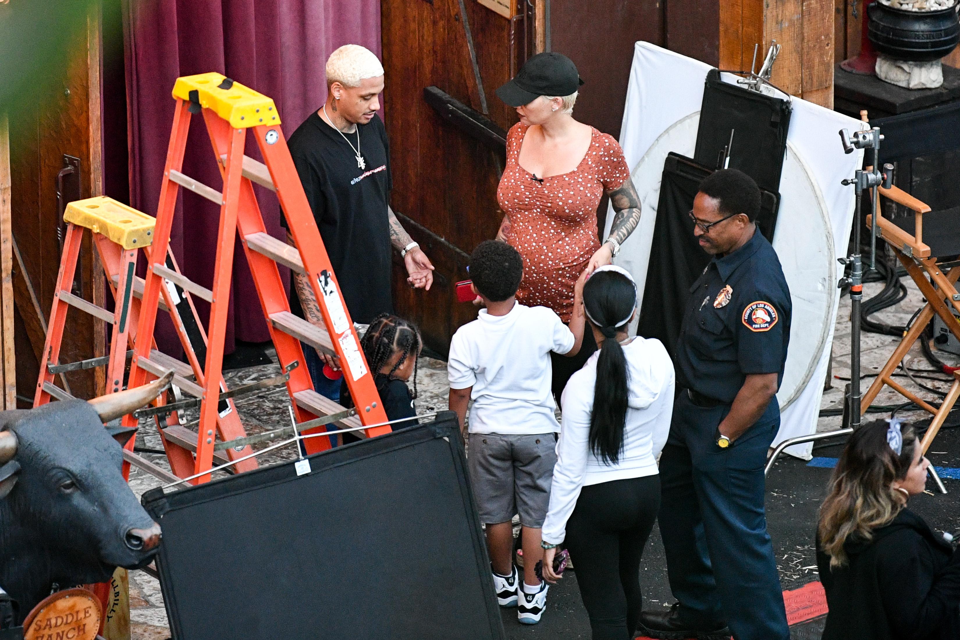 Amber Rose and Alexander AE Edwards Visit Tyga&#8217;s Music Video Set