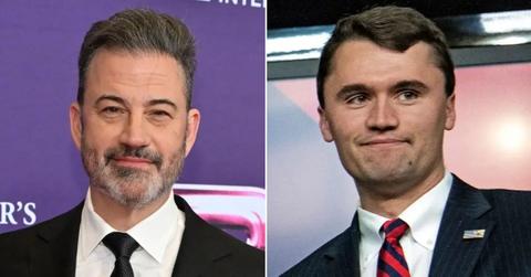Split photo of Jimmy Kimmel and Charlie Kirk.