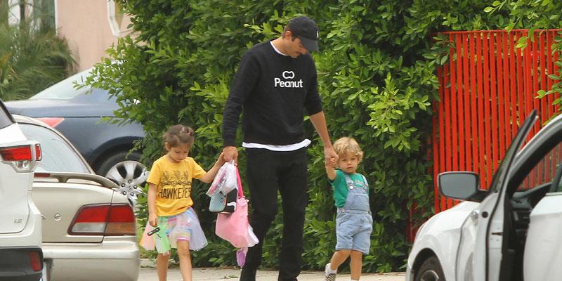 Ashton Kutcher Steps Out With Kids Wyatt And Dimitri In Los Angeles