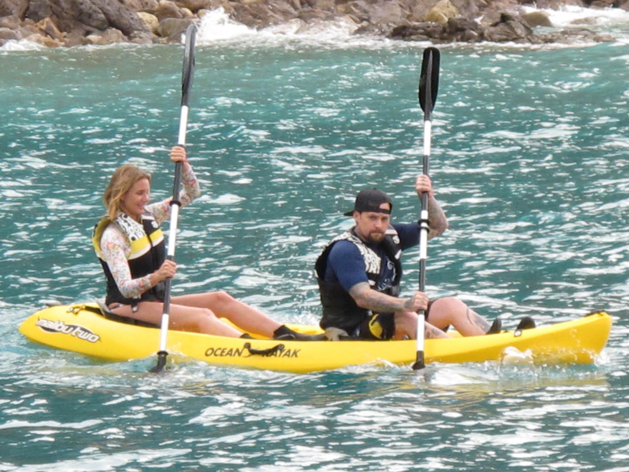 EXCLUSIVE: Cameron Diaz and Benji Madden kayaking in Ponza