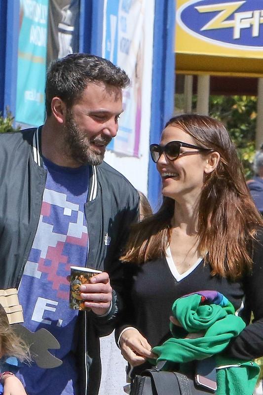 Ben Affleck and Jennifer Garner share a laugh as they leave church