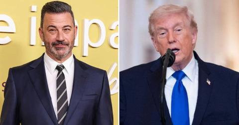 split photo of jimmy kimmel and donald trump