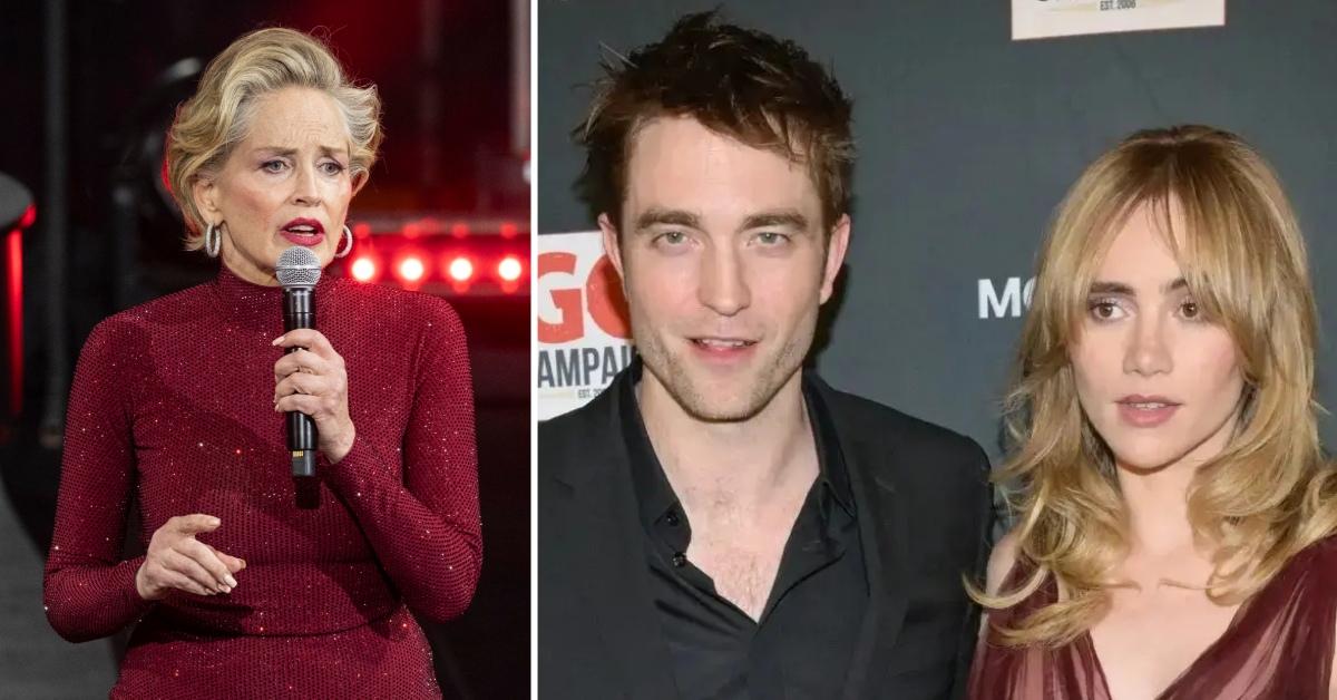 Photo of Sharon Stone and a photo of Robert Pattinson with Suki Waterhouse